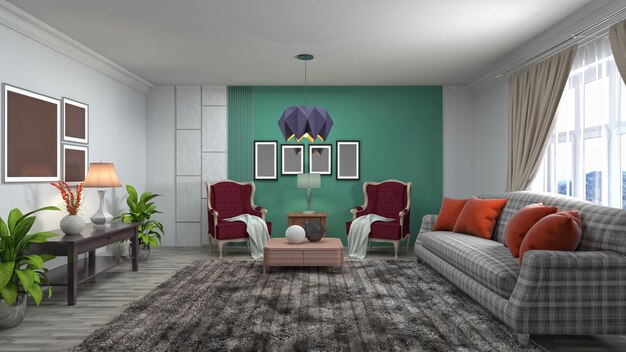 Illustration of the living room interior