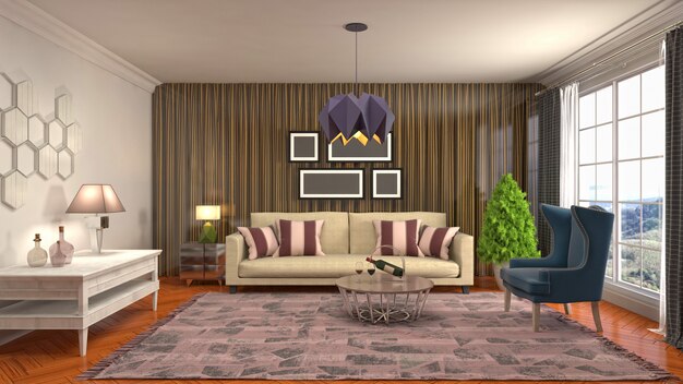 Illustration of the living room interior