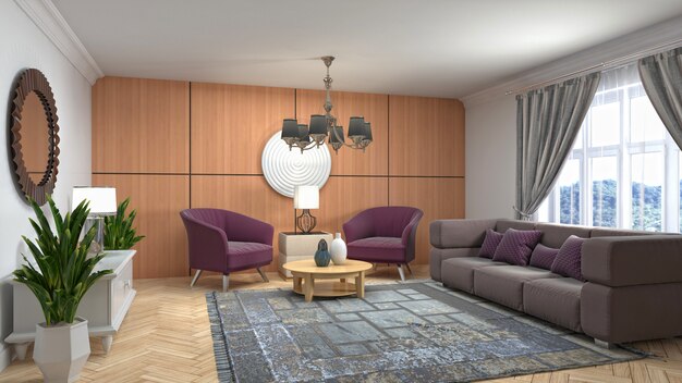 Illustration of the living room interior