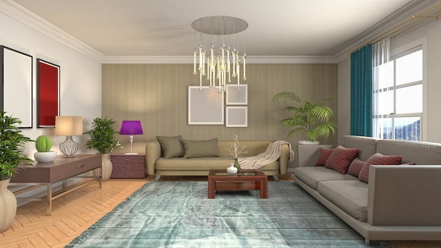 Illustration of the living room interior