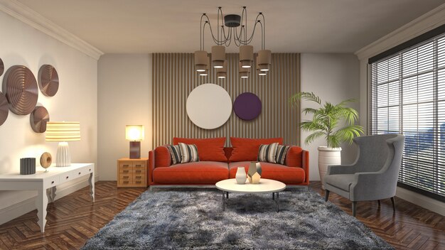 Illustration of the living room interior