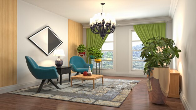 Illustration of the living room interior