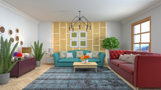 Illustration of the living room interior