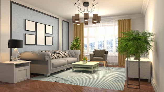 Illustration of the living room interior