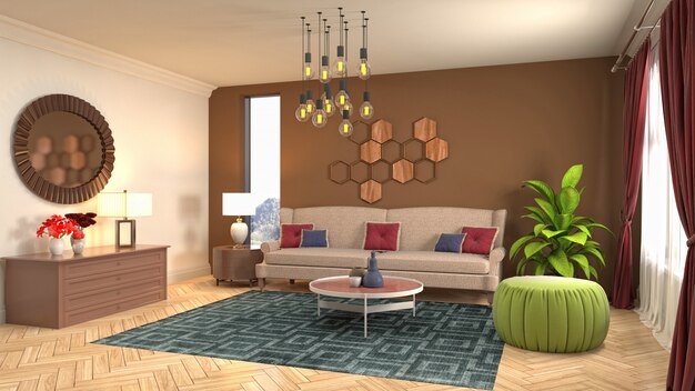 Illustration of the living room interior