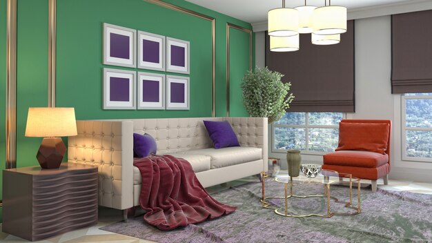 Illustration of the living room interior