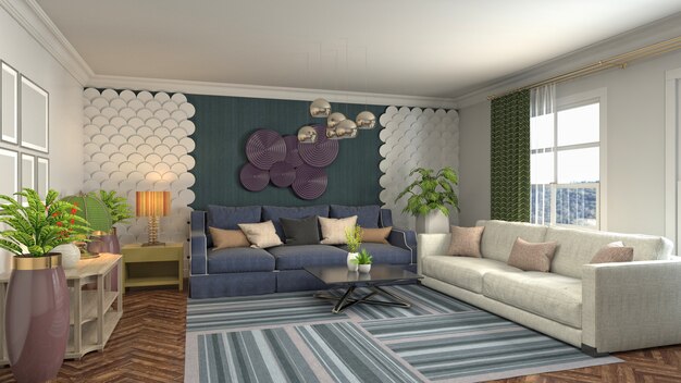 Illustration of the living room interior