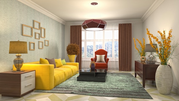 Illustration of the living room interior