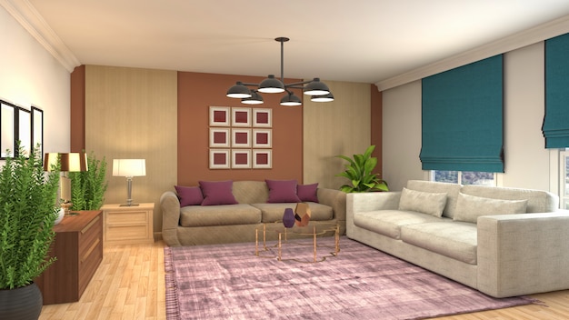 Illustration of the living room interior