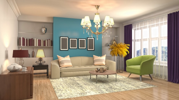 Illustration of the living room interior