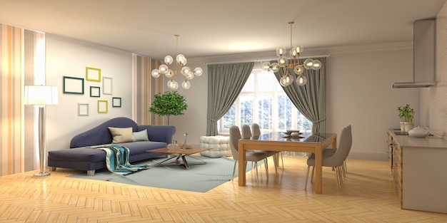 Illustration of the living room interior