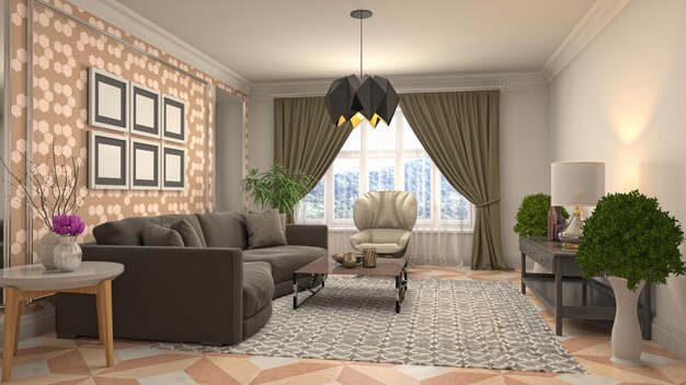 Illustration of the living room interior