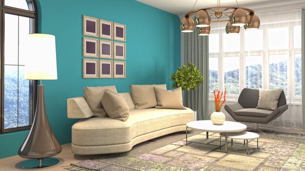 Illustration of the living room interior