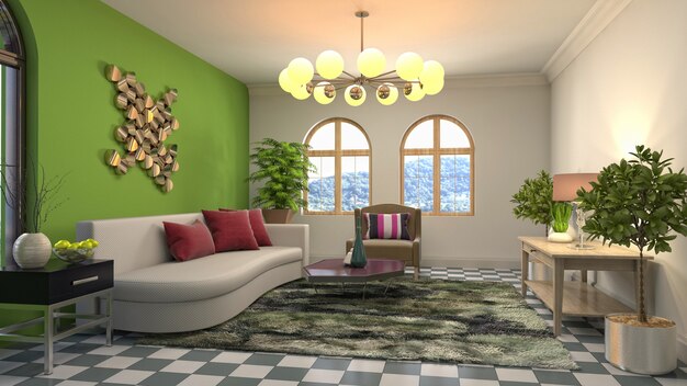 Illustration of the living room interior