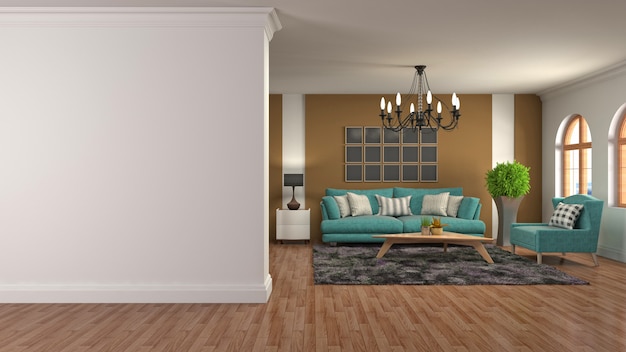 Illustration of the living room interior