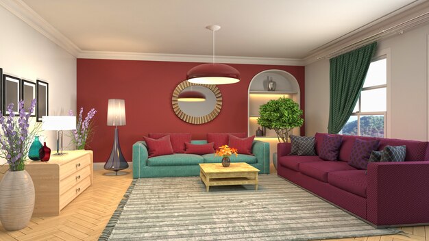 Illustration of the living room interior