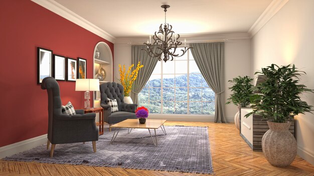 Illustration of the living room interior