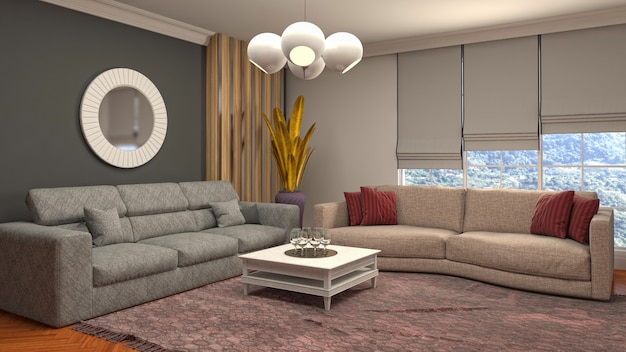 Illustration of the living room interior