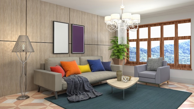 Illustration of the living room interior