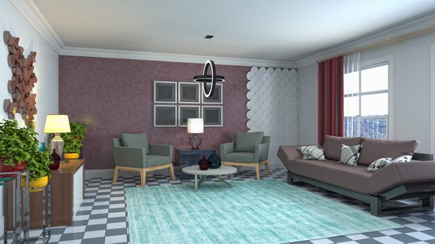 Illustration of the living room interior