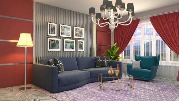 Illustration of the living room interior