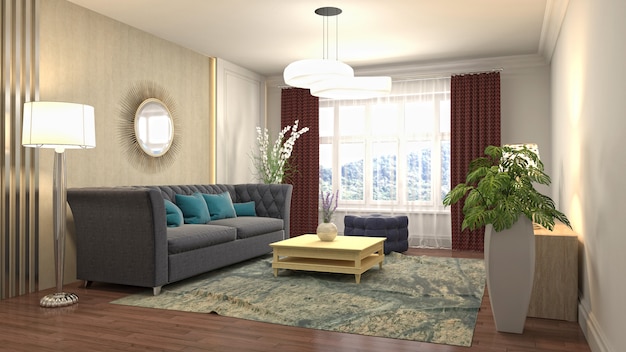 Illustration of the living room interior