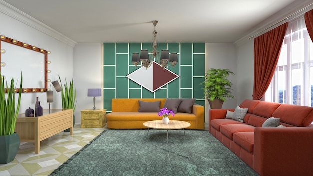 Illustration of the living room interior