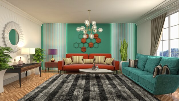 Illustration of the living room interior