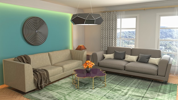 Illustration of the living room interior