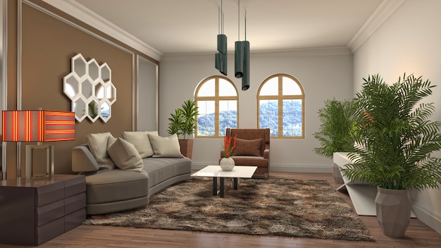 Illustration of the living room interior