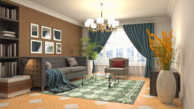 Illustration of the living room interior