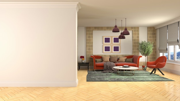 Illustration of the living room interior