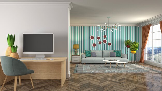 Illustration of the living room interior