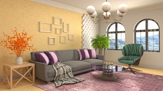 Illustration of the living room interior