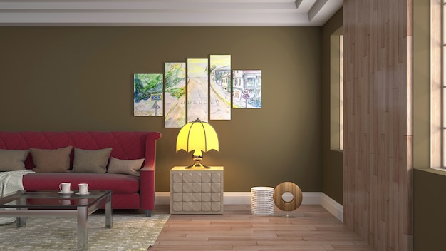 Illustration of the living room interior