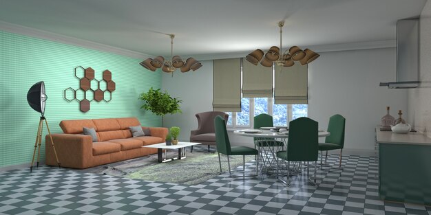 Illustration of the living room interior