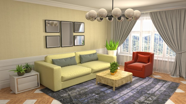 Illustration of the living room interior