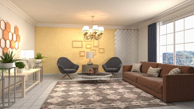 Illustration of the living room interior