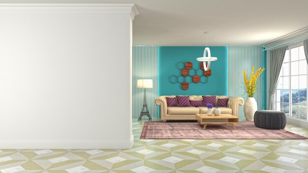 Illustration of the living room interior