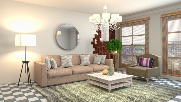 Illustration of the living room interior