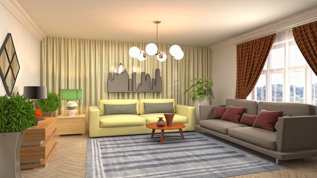 Illustration of the living room interior