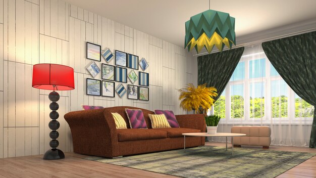 Illustration of the living room interior