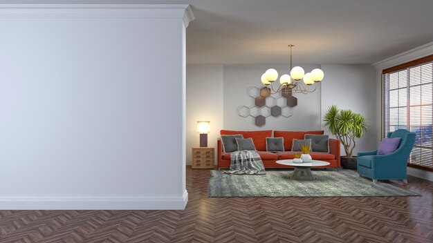 Illustration of the living room interior