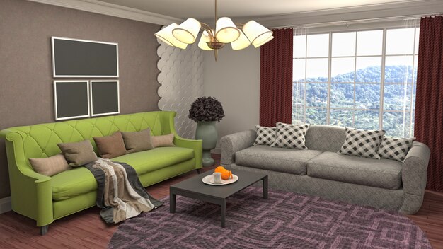 Illustration of the living room interior