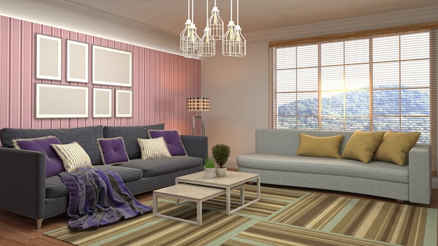 Illustration of the living room interior