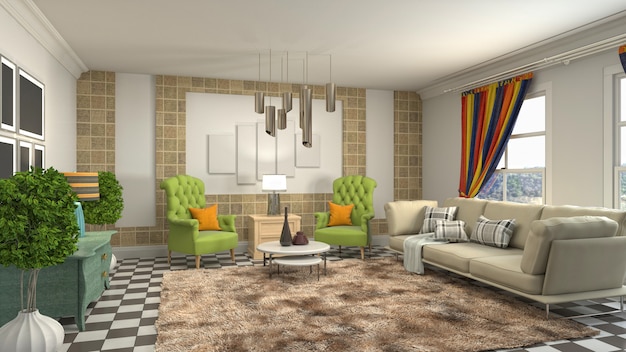 Illustration of the living room interior