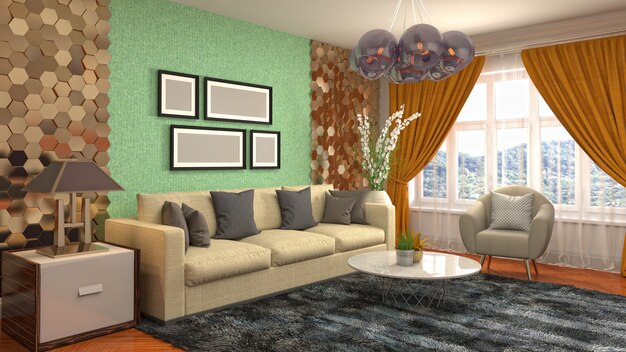 Illustration of the living room interior