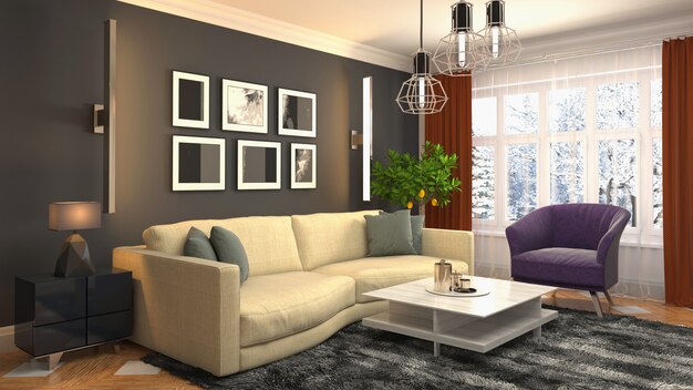 Illustration of the living room interior