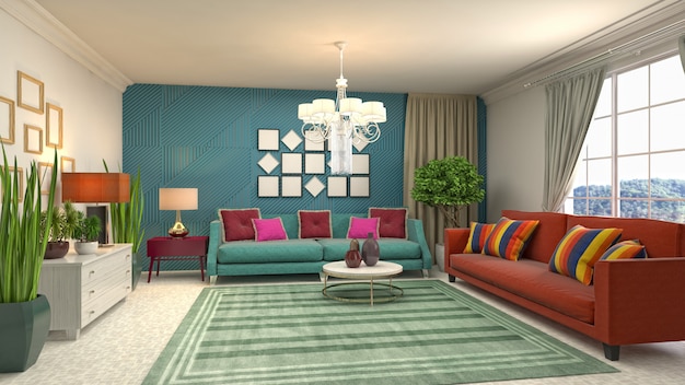 Illustration of the living room interior