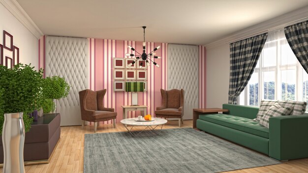 Illustration of the living room interior